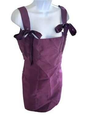 Current Mood by Dolls Kill Plum Tie-Shoulder Mini Dress